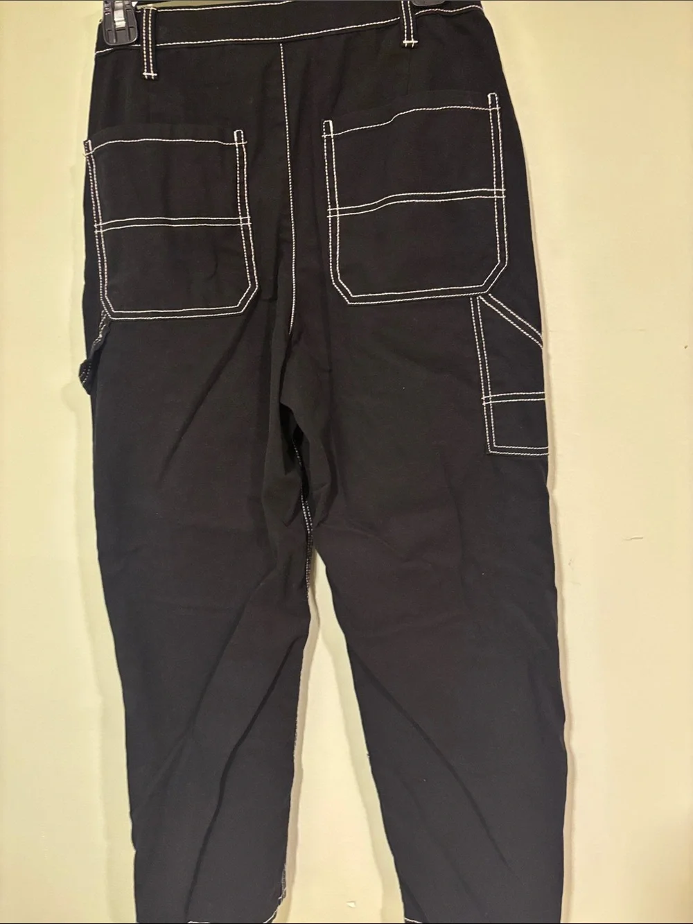 Old Navy Girls Black Cargo Pants with White Contrast Stitching